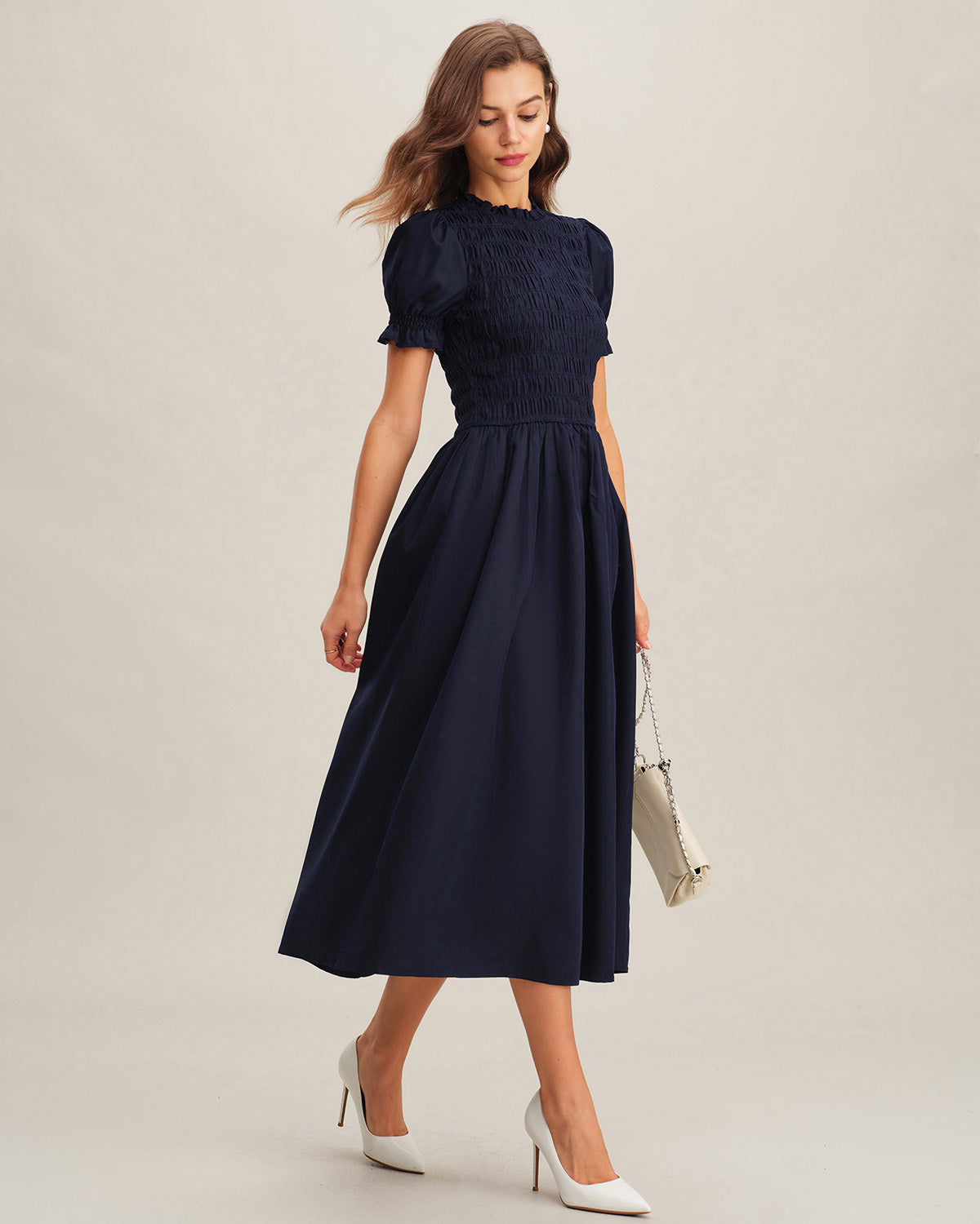 Women's Woven Polyester Midi Dress Dresses - RIHOAS