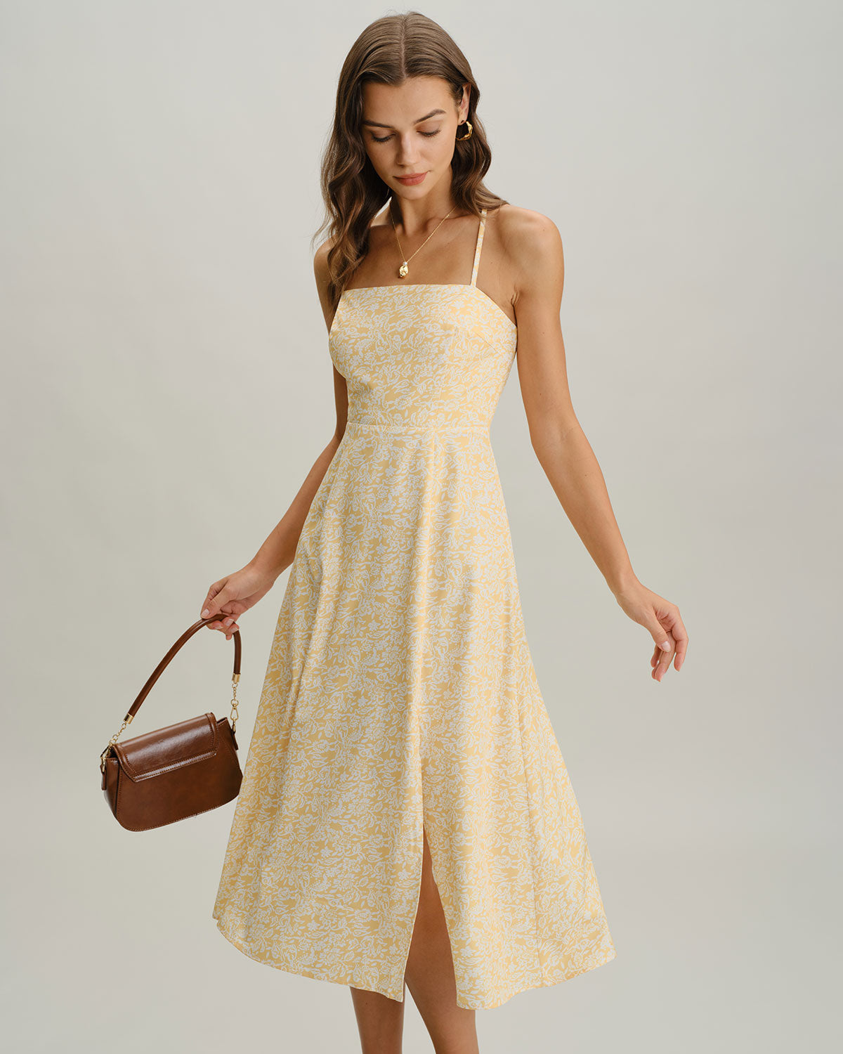 Women's Woven Polyester Midi Dress Dresses - RIHOAS