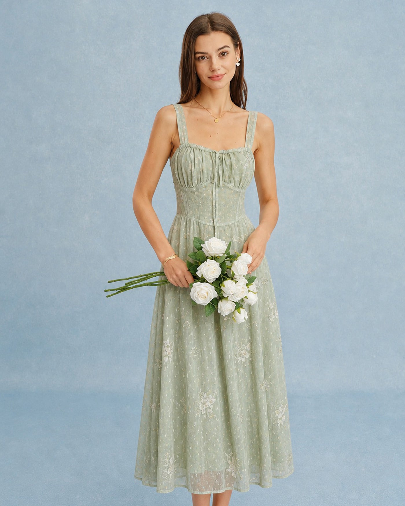 Green Jacquard Slip A-Line Midi Dress & Reviews - Green - Dresses | RIHOAS Green Jacquard Slip A-Line Midi Dress & Reviews - Green - Dresses | RIHOAS
