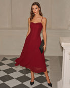 Women's Woven Polyester Midi Dress Dresses - RIHOAS