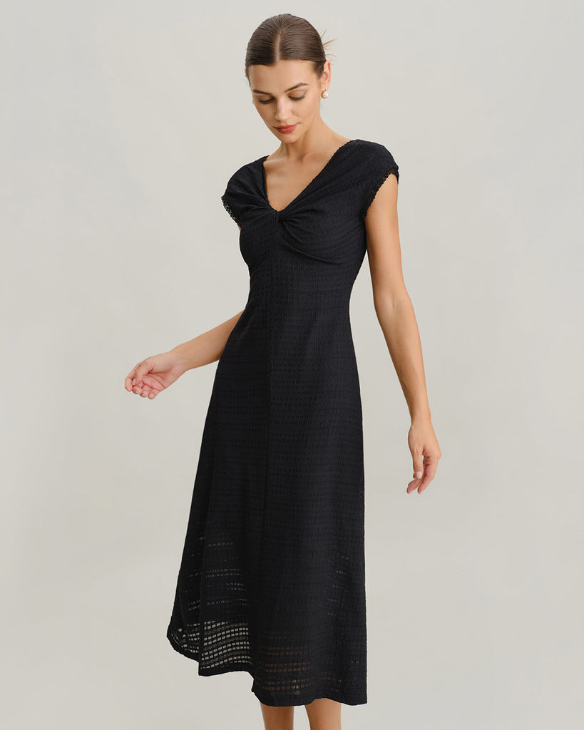 Women's Woven Polyester Midi Dress Dresses - RIHOAS