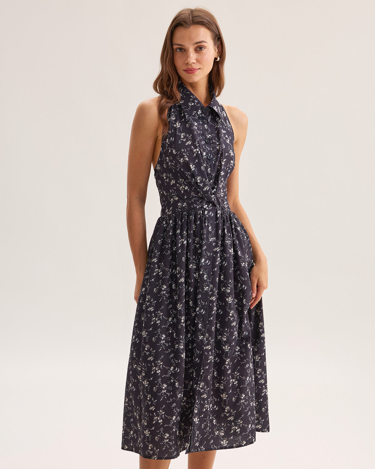 Women's Woven Polyester Midi Dress Dresses - RIHOAS