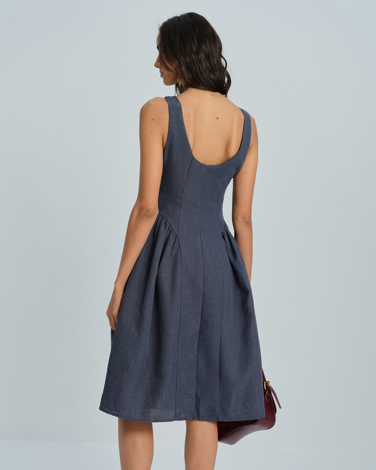 Women's Woven Polyester Midi Dress Dresses - RIHOAS