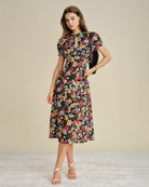 Women's Woven Polyester Midi Dress Dresses - RIHOAS