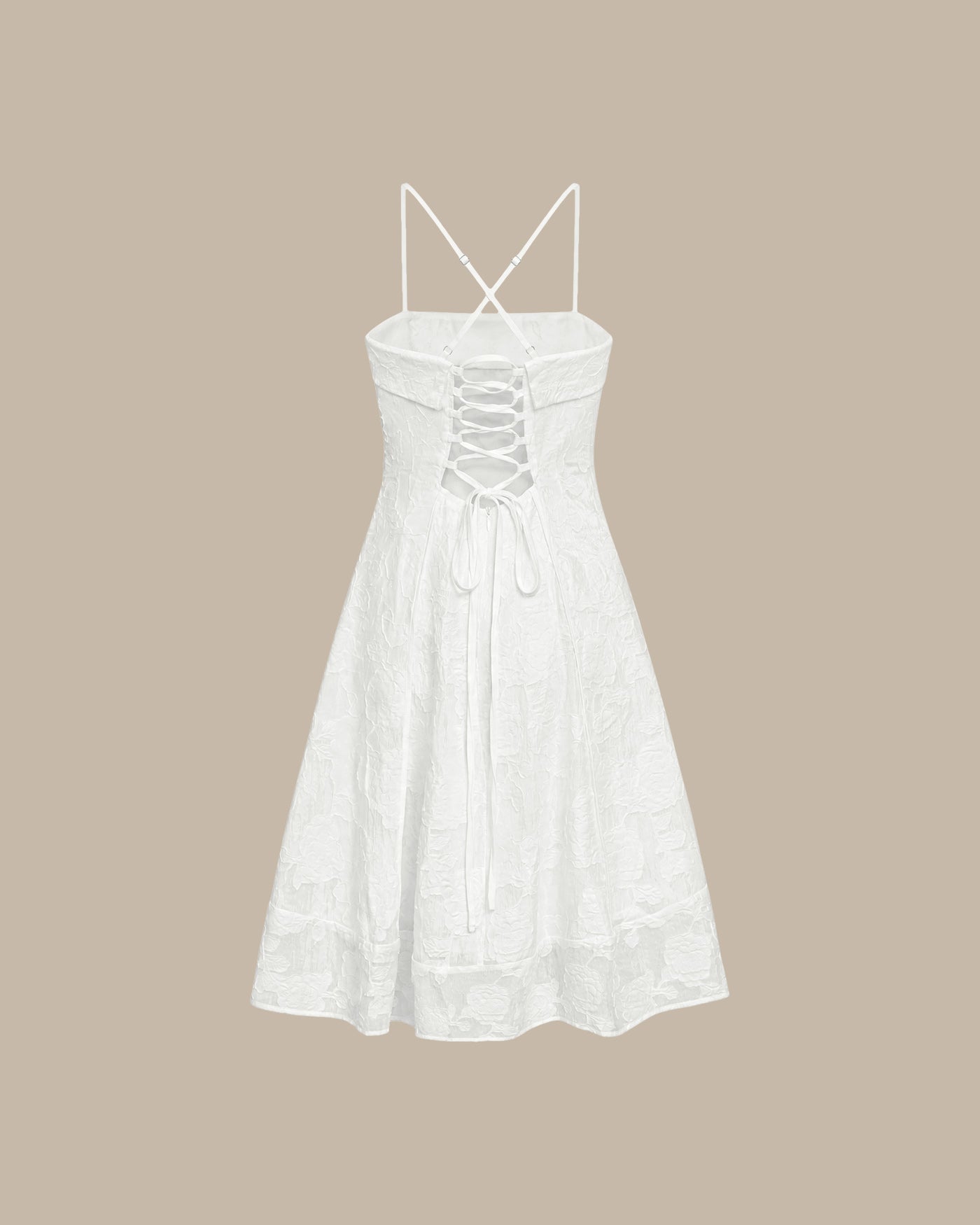 White Square Neck Jacquard Slip Midi Dress & Reviews - White - Dresses
