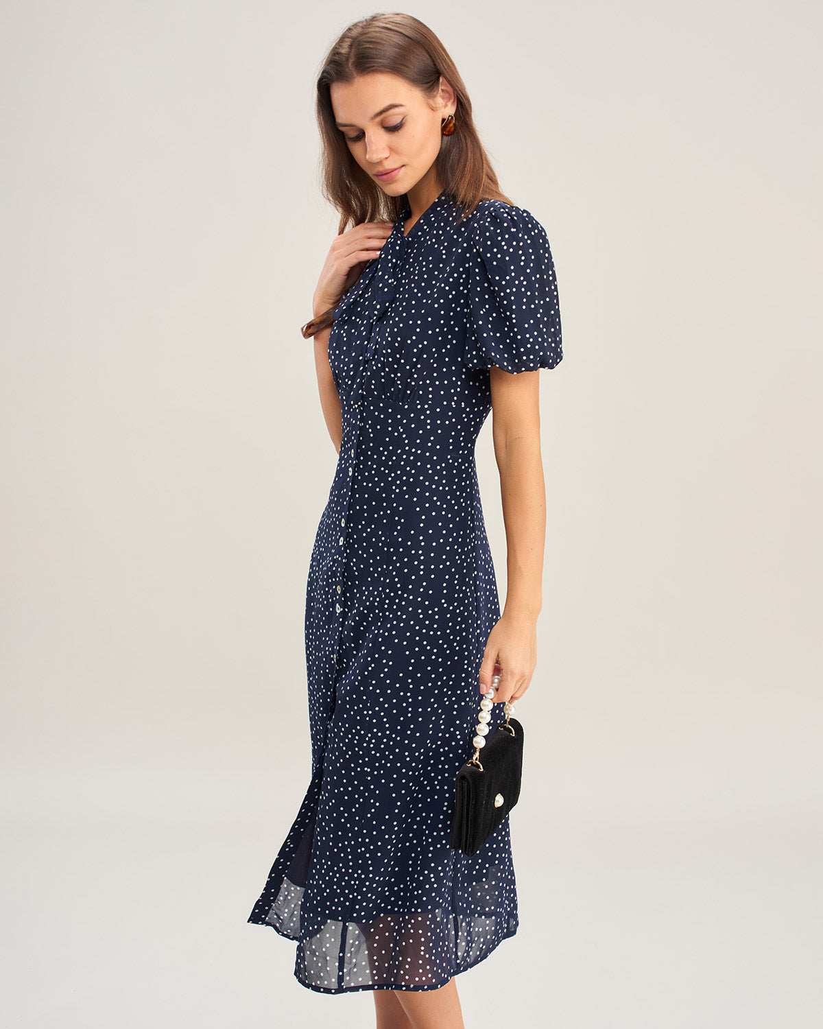 Women's Woven Polyester Midi Dress Dresses - RIHOAS