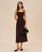 Women's Woven Polyester Midi Dress Dresses - RIHOAS