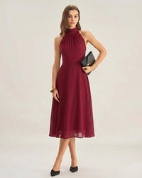 Women's Woven Polyester Midi Dress Dresses - RIHOAS