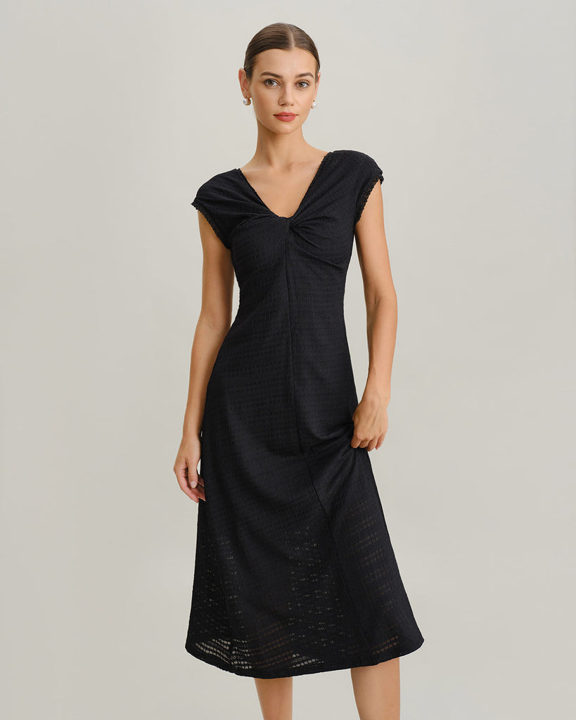 Women's Woven Polyester Midi Dress Dresses - RIHOAS