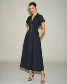 Women's Woven Polyester Midi Dress Dresses - RIHOAS