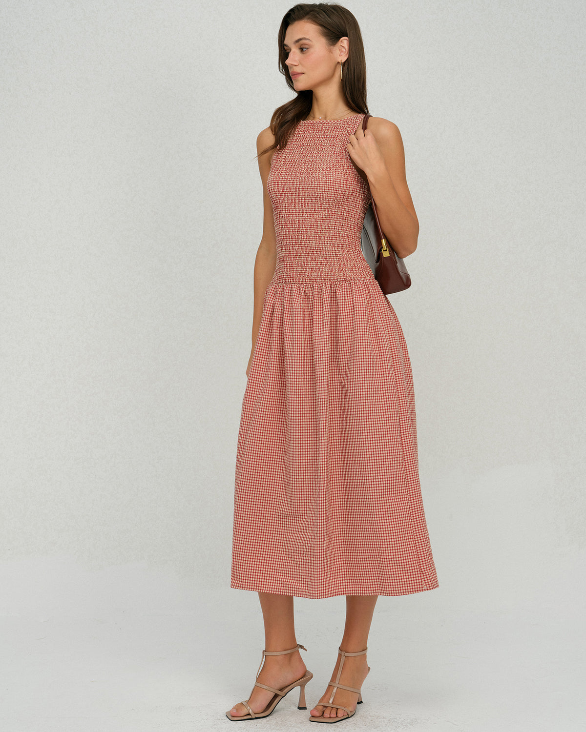 Women's Woven Polyester Midi Dress Dresses - RIHOAS