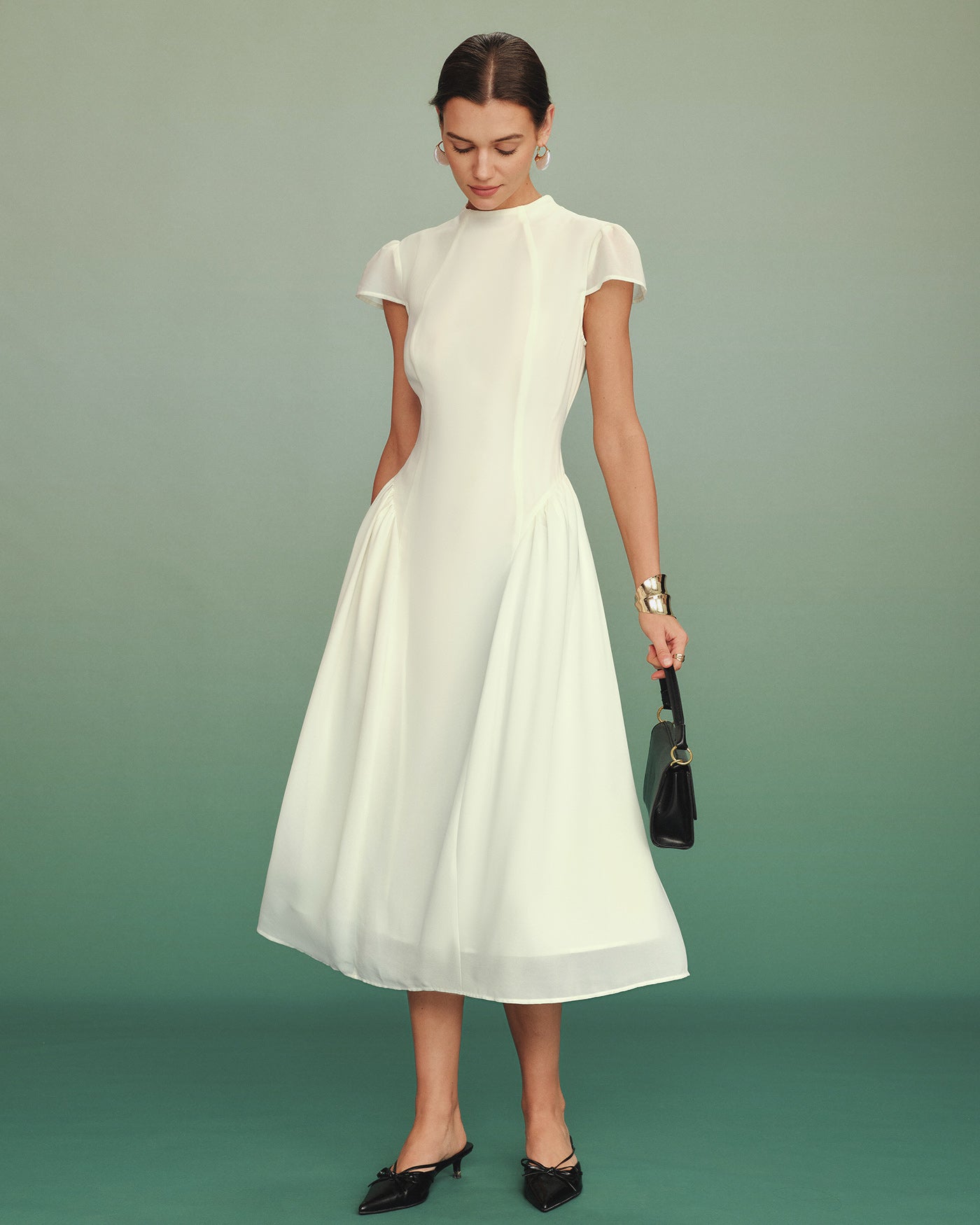 Women's Woven Polyester Midi Dress Dresses - RIHOAS