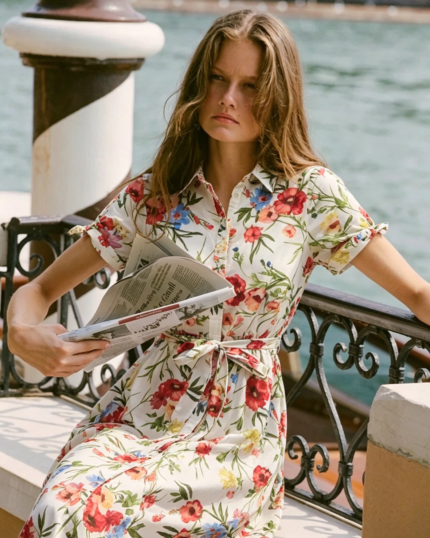 Women's Woven Polyester Midi Dress Dresses - RIHOAS