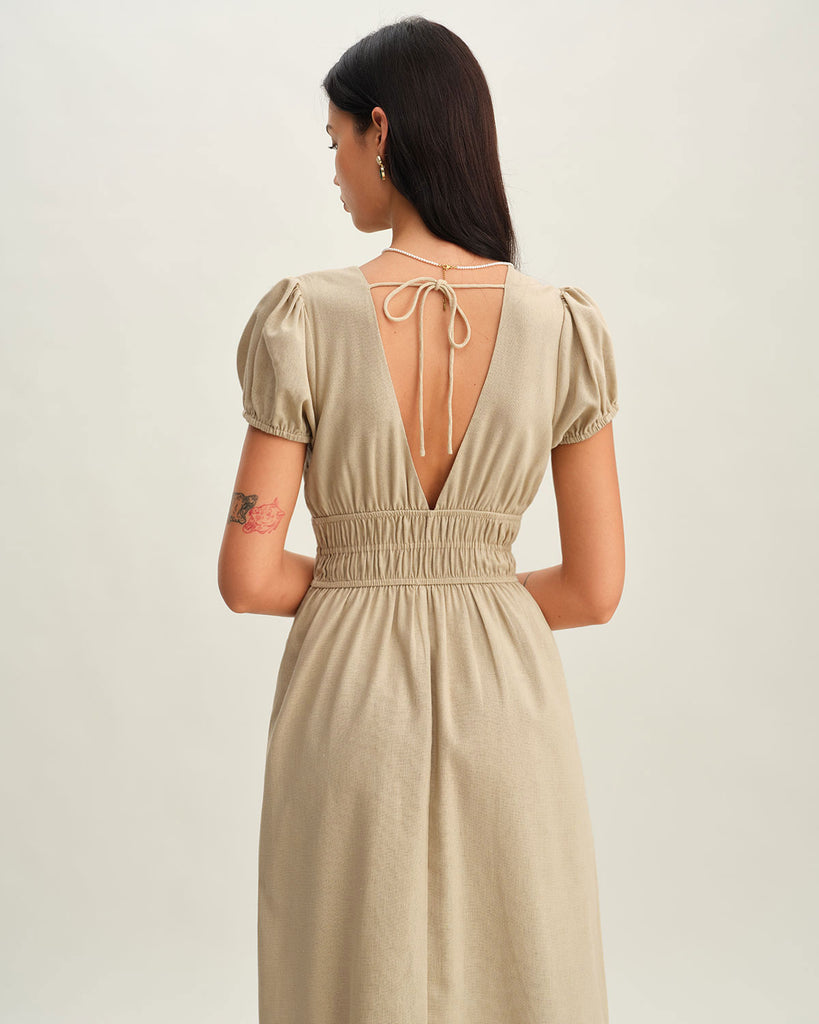 Women's Woven Polyester Midi Dress Dresses - RIHOAS