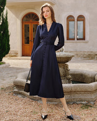 Women's Woven Polyester Midi Dress Dresses - RIHOAS