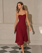 Women's Woven Polyester Midi Dress Dresses - RIHOAS