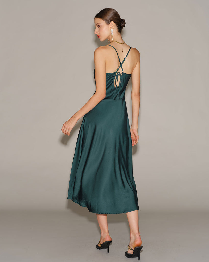 Women's Woven Polyester Midi Dress Dresses - RIHOAS