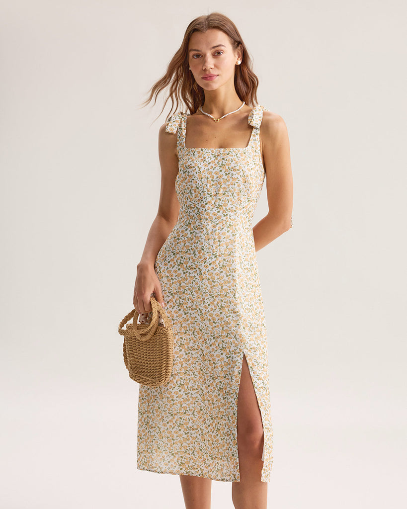 Women's Woven Polyester Midi Dress Dresses - RIHOAS