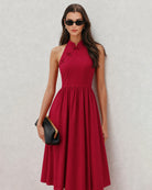 Women's Woven Polyester Midi Dress Dresses - RIHOAS