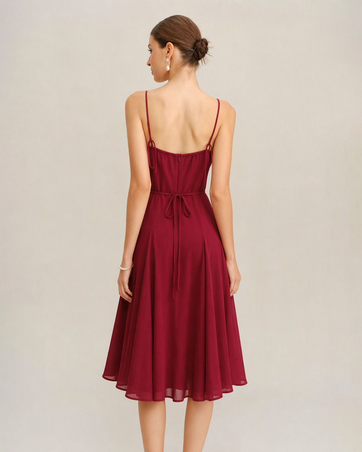 Women's Woven Polyester Midi Dress - RIHOAS