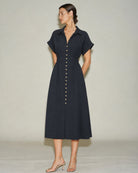 Women's Woven Polyester Midi Dress Dresses - RIHOAS
