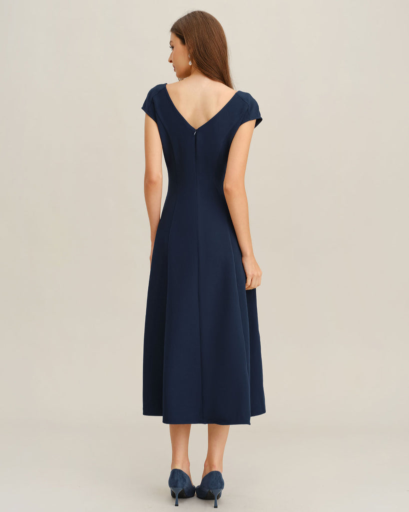 Women's Woven Polyester Midi Dress Dresses - RIHOAS