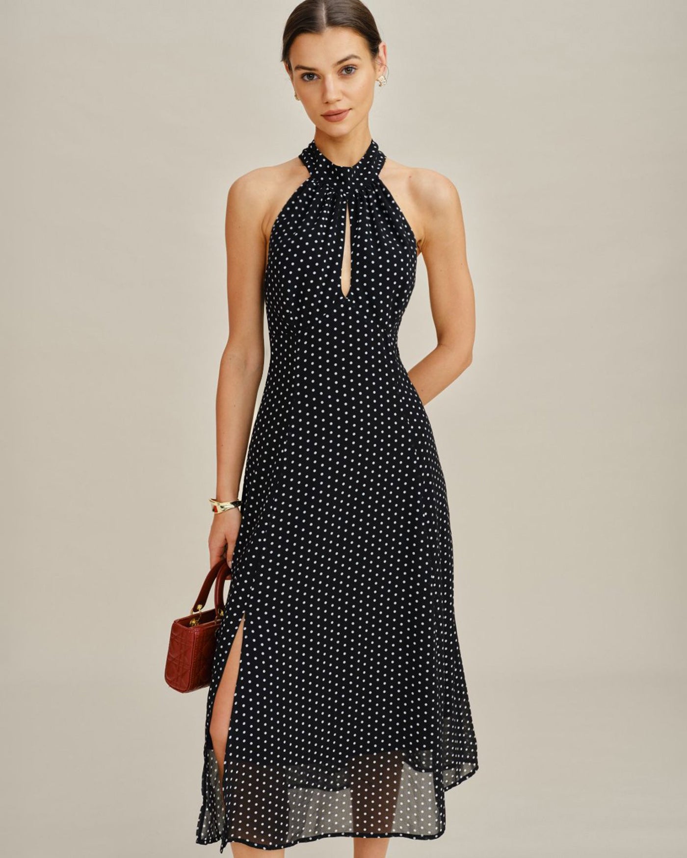 Women's Woven Polyester Midi Dress Dresses - RIHOAS
