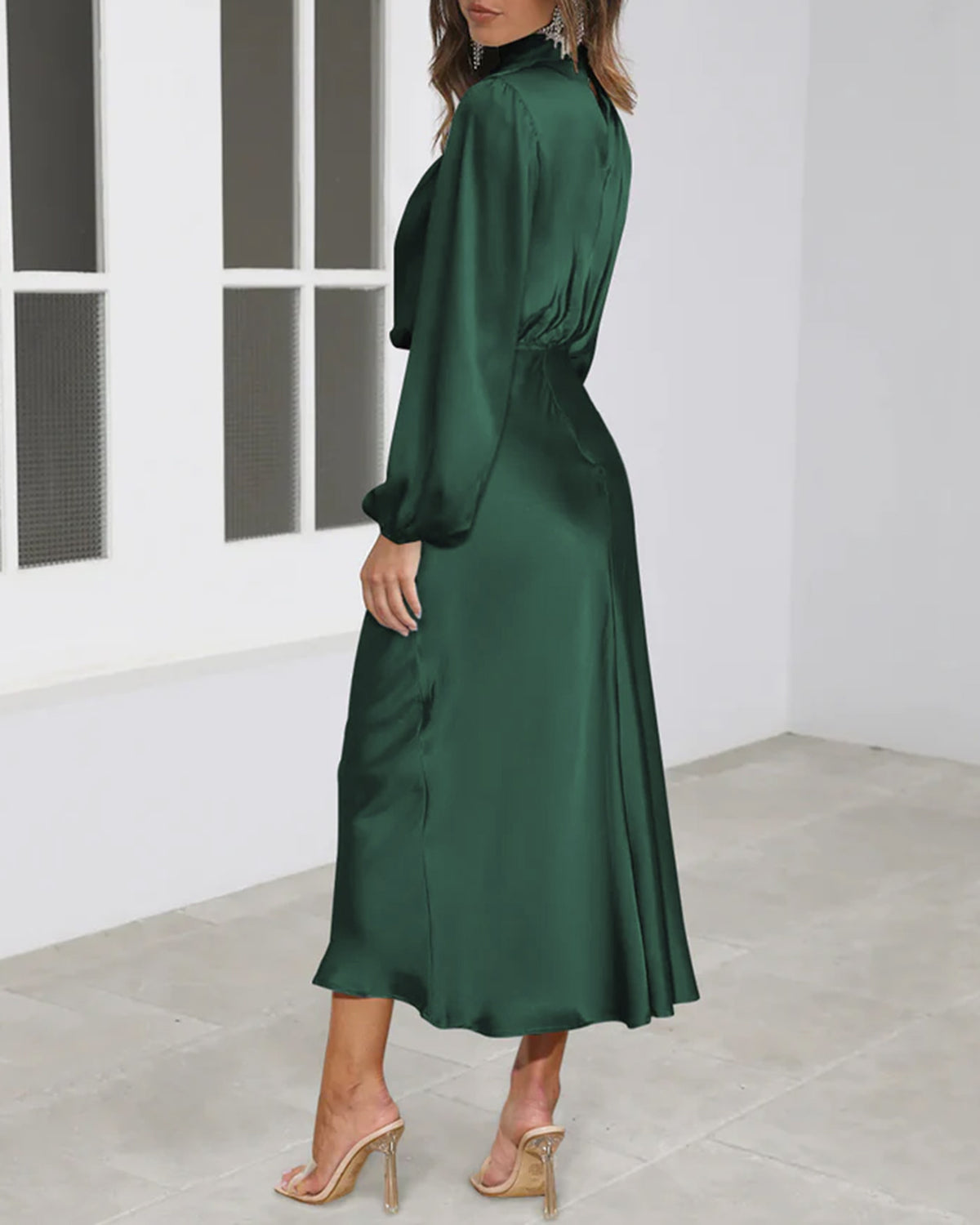 Women's Woven Polyester Midi Dress Dresses - RIHOAS