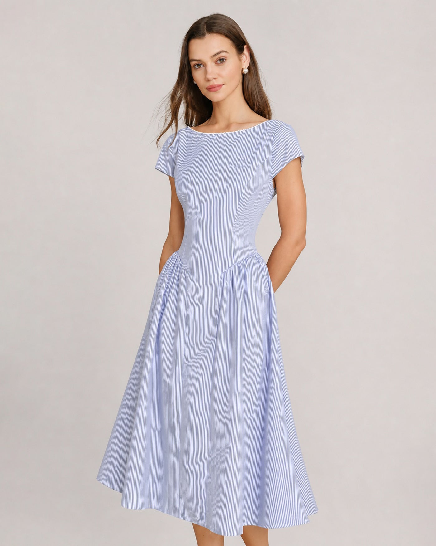 Women's Woven Polyester Midi Dress Dresses - RIHOAS