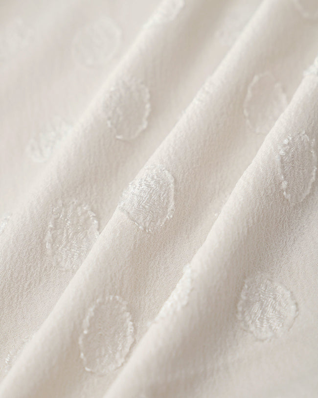 Beige Polka Dot V-Neck Midi Dress