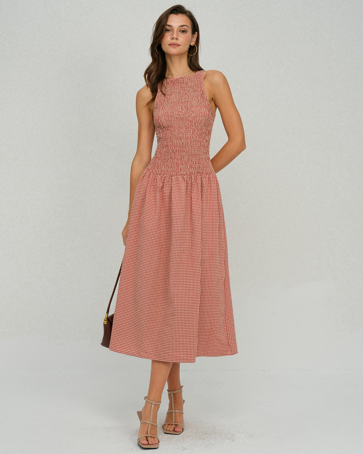 Women's Woven Polyester Midi Dress Dresses - RIHOAS