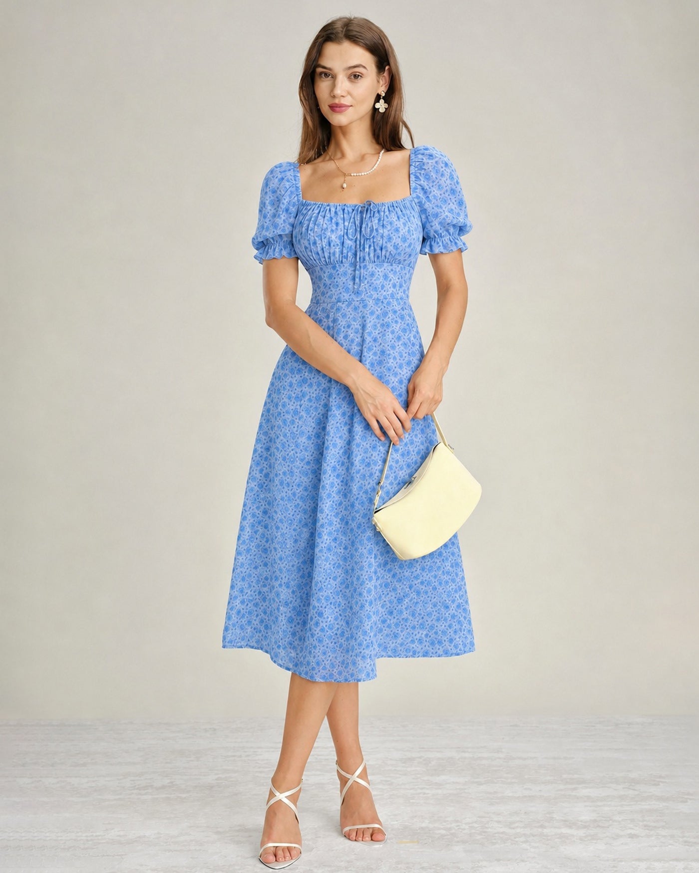 Women's Woven Polyester Midi Dress Dresses - RIHOAS