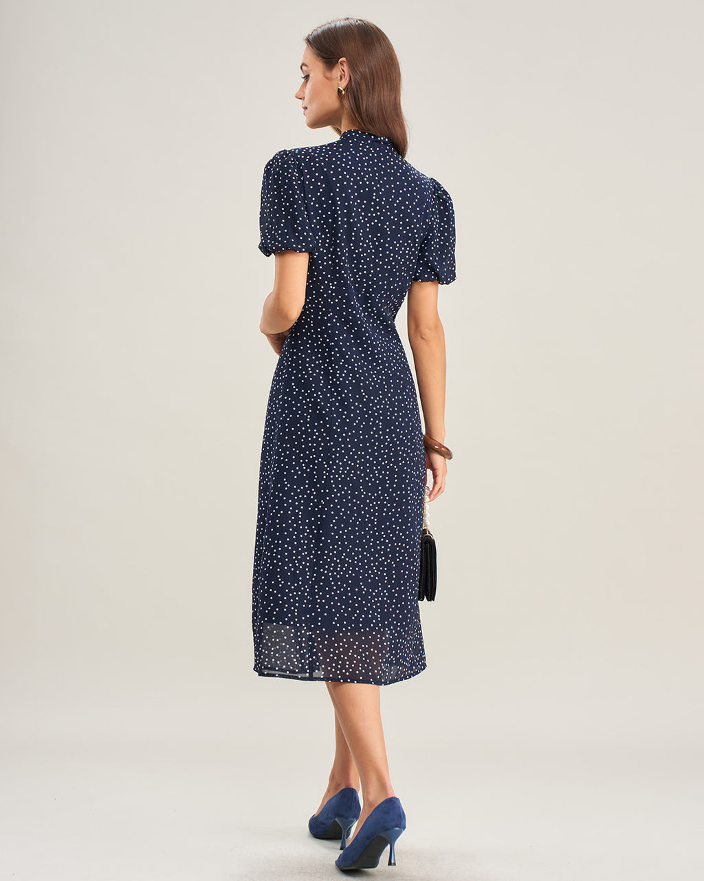 Women's Woven Polyester Midi Dress Dresses - RIHOAS