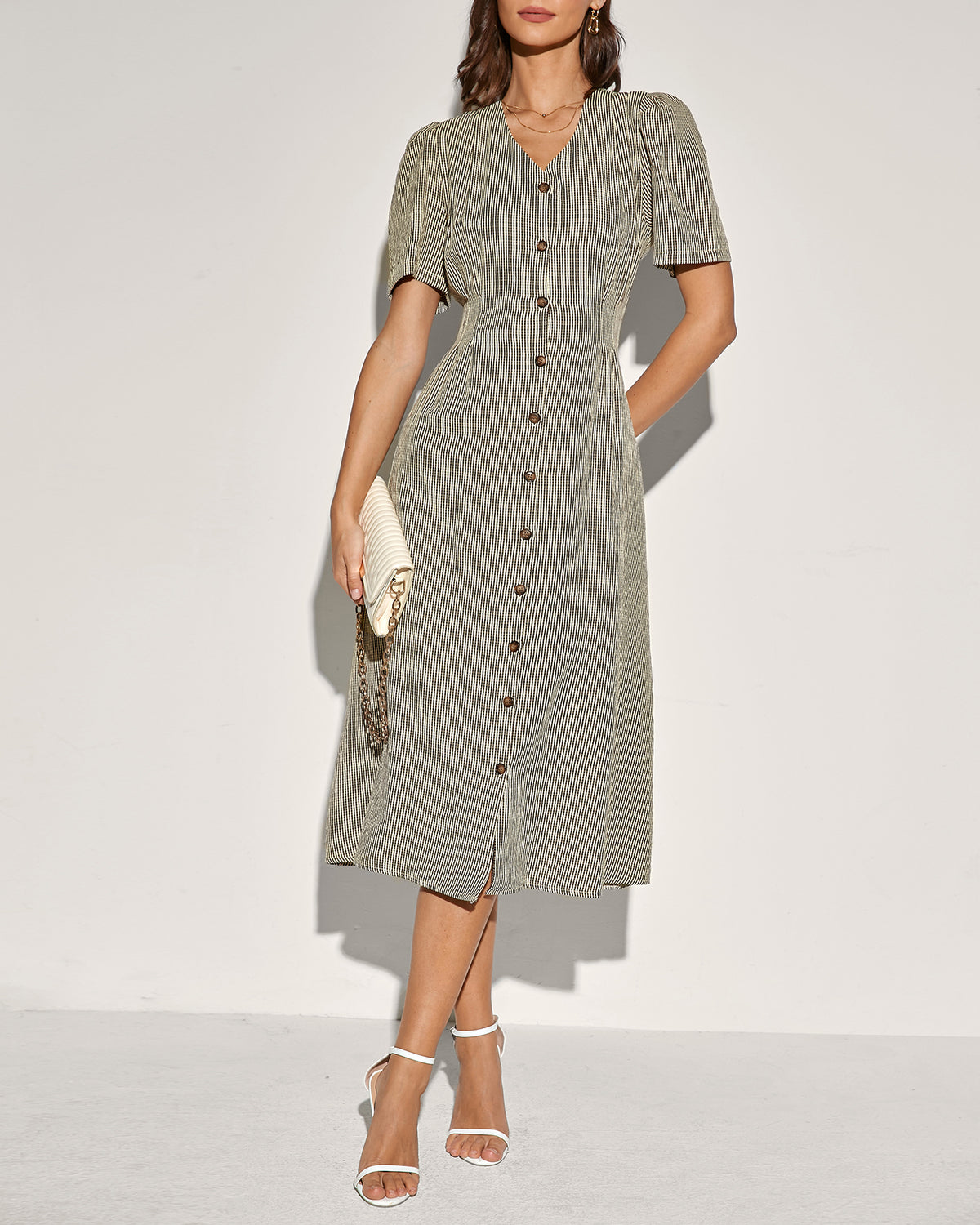 Women's Woven Polyester Midi Dress Dresses - RIHOAS