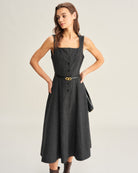Women's Woven Polyester Midi Dress Dresses - RIHOAS