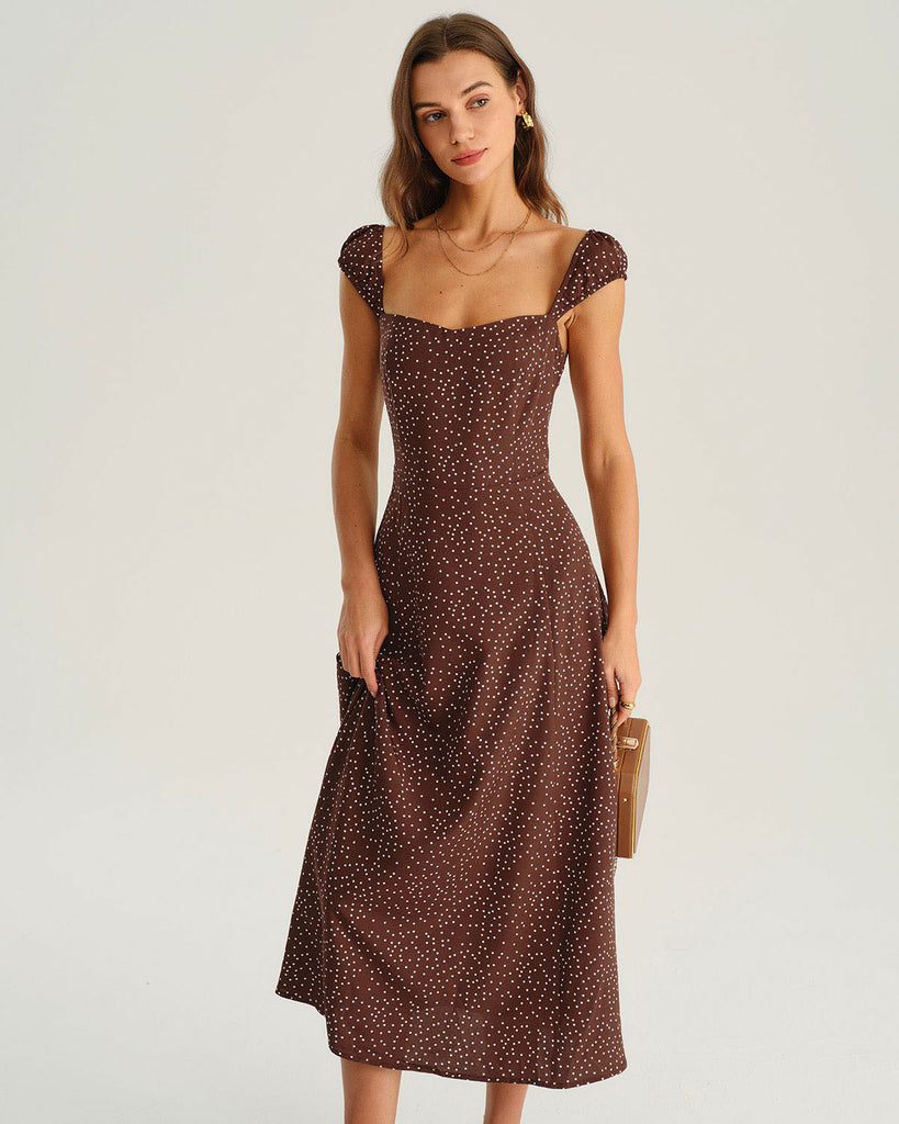 Women's Woven Polyester Midi Dress Dresses - RIHOAS