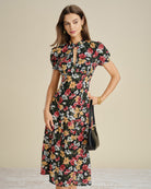 Women's Woven Polyester Midi Dress Dresses - RIHOAS