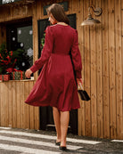 Women's Woven Polyester Midi Dress Dresses - RIHOAS