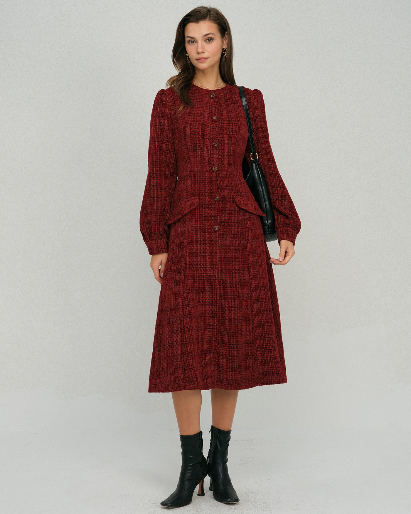 Women's Woven Polyester Midi Dress Dresses - RIHOAS