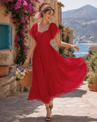 Women's Woven Polyester Midi Dress Dresses - RIHOAS