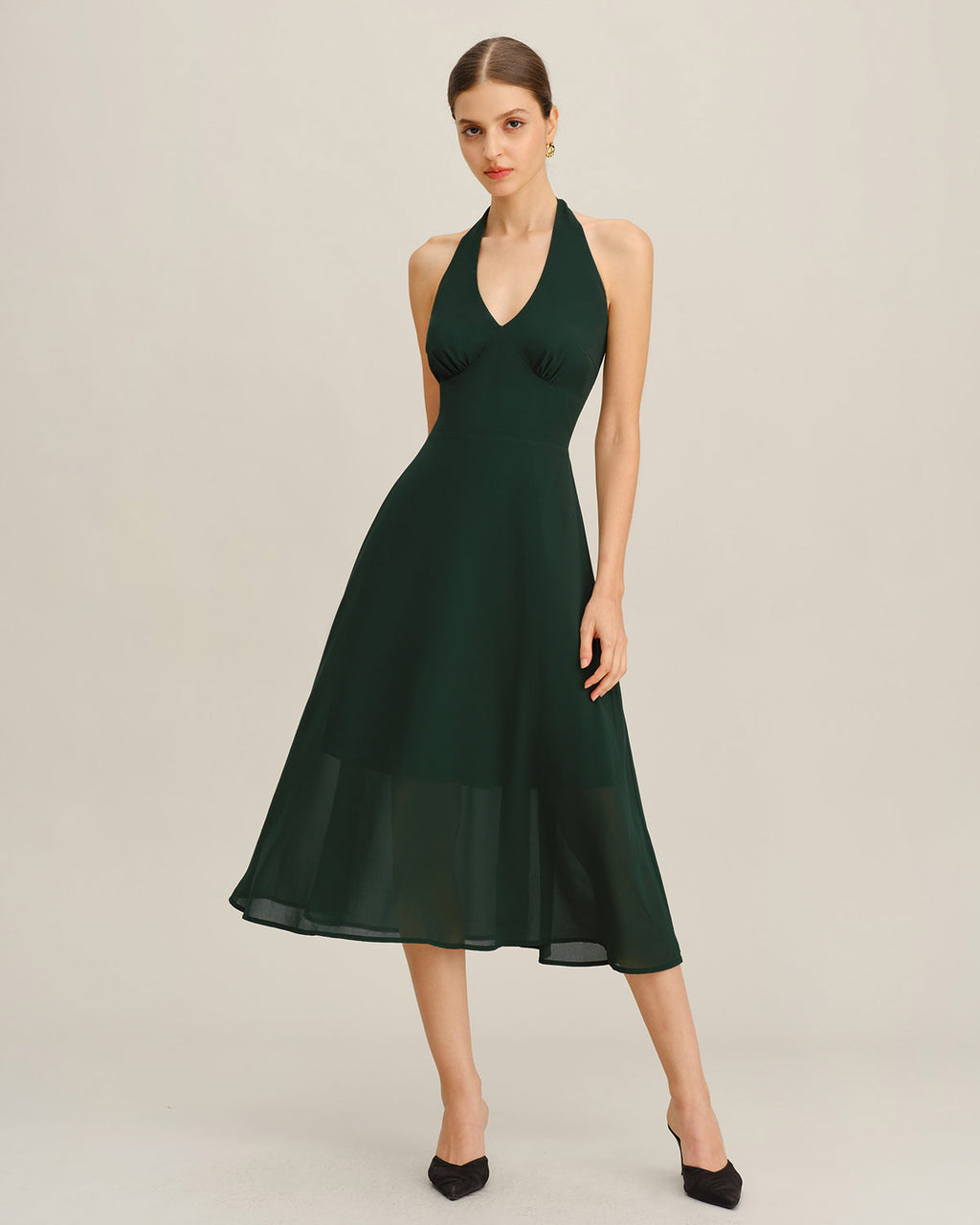 Women's Woven Polyester Midi Dress Dresses - RIHOAS