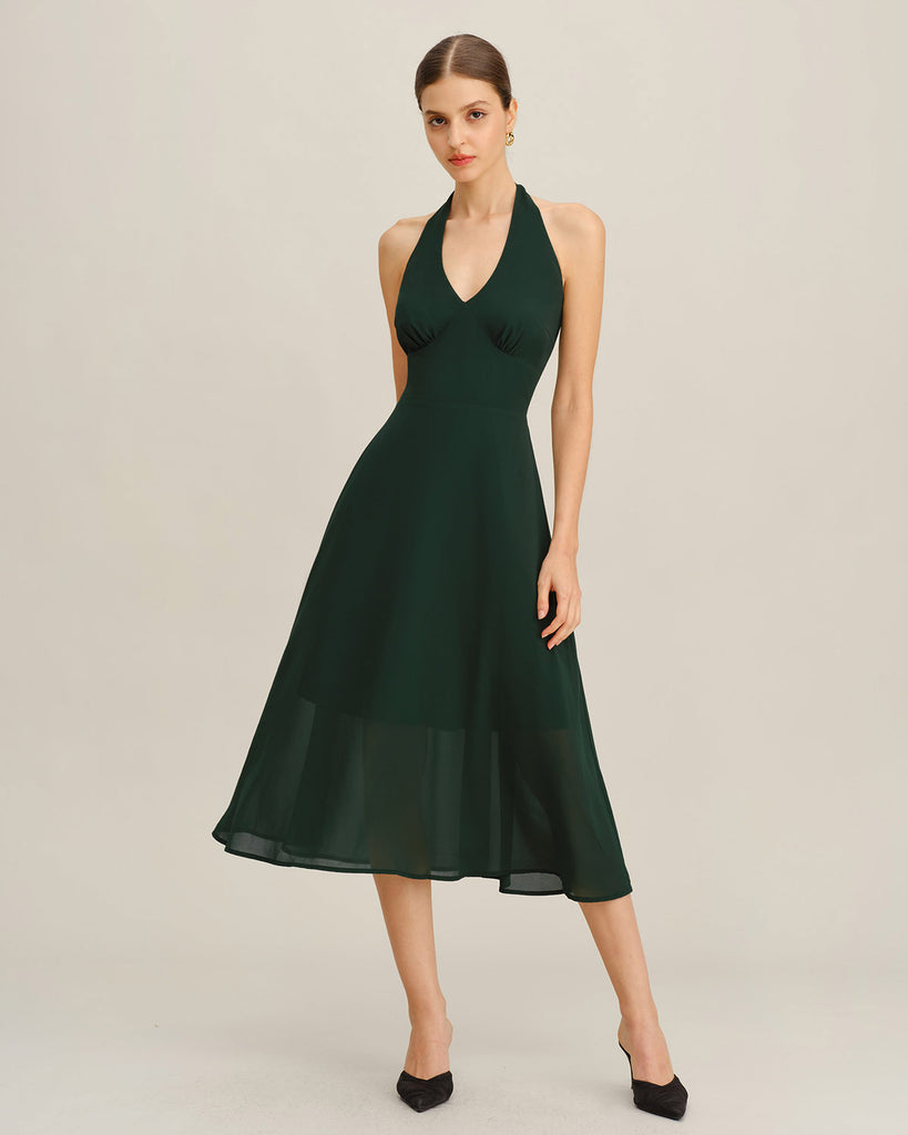 Women's Woven Polyester Midi Dress Dresses - RIHOAS