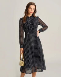 Women's Woven Polyester Midi Dress Dresses - RIHOAS