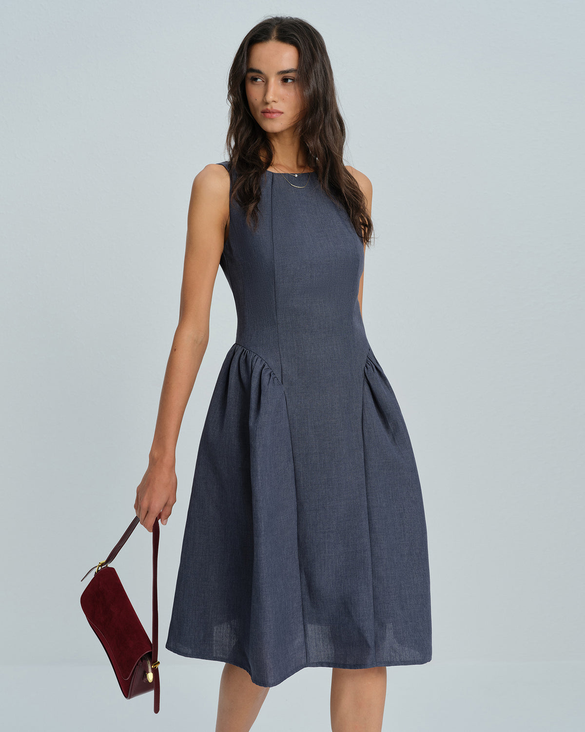 Women's Woven Polyester Midi Dress Dresses - RIHOAS