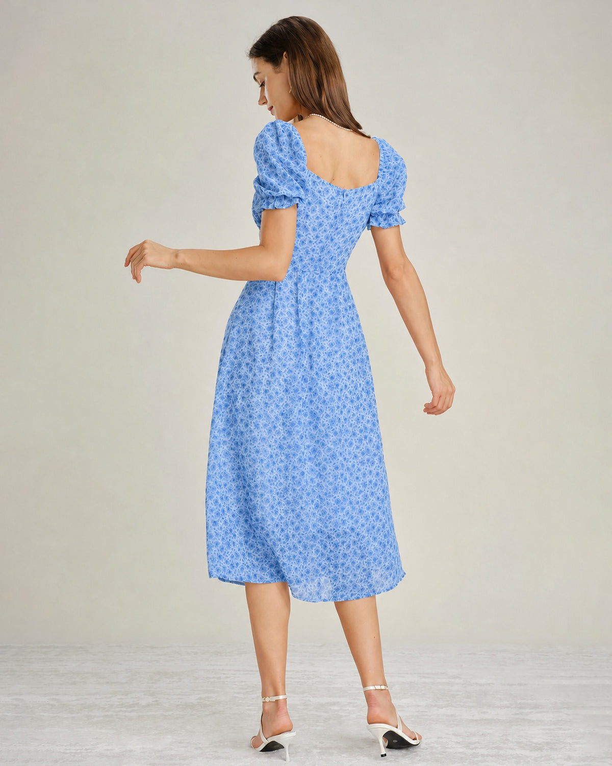 Women's Woven Polyester Midi Dress - RIHOAS