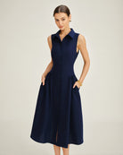 Women's Woven Polyester Midi Dress Dresses - RIHOAS