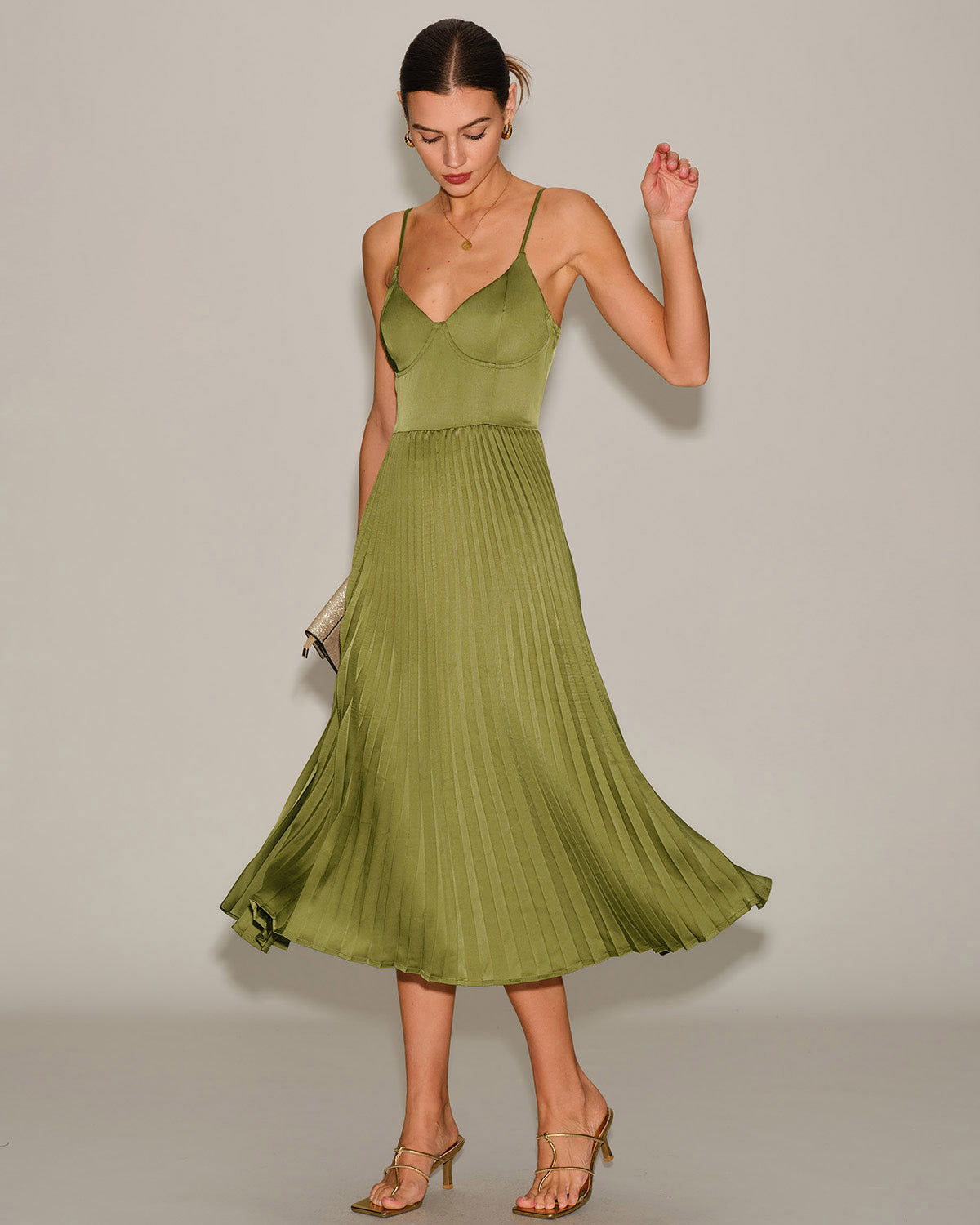 Women's Woven Polyester Midi Dress Dresses - RIHOAS