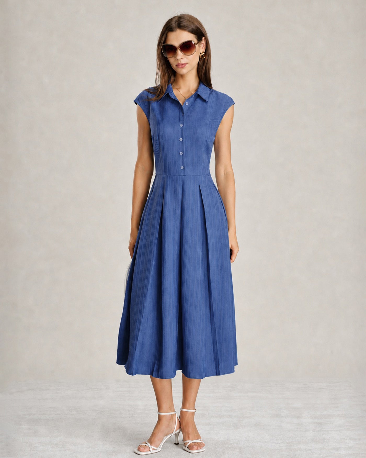 collar dresses for ladies Keira Oversized Dress Light Blue / XL / Final Sale line silhouette Comfortable hidden stretchy waistband Ultra premium extra Last Oversized Collar Dress Women