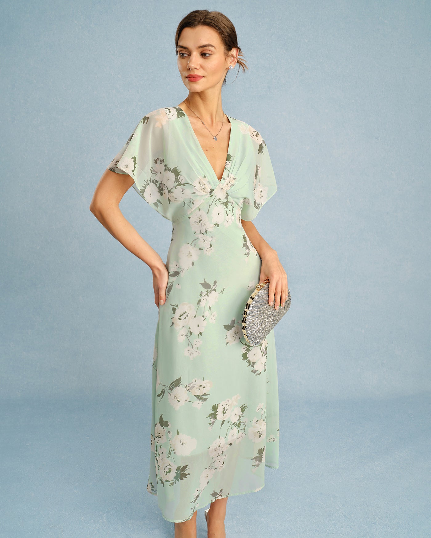 Women's Woven Polyester Midi Dress Dresses - RIHOAS