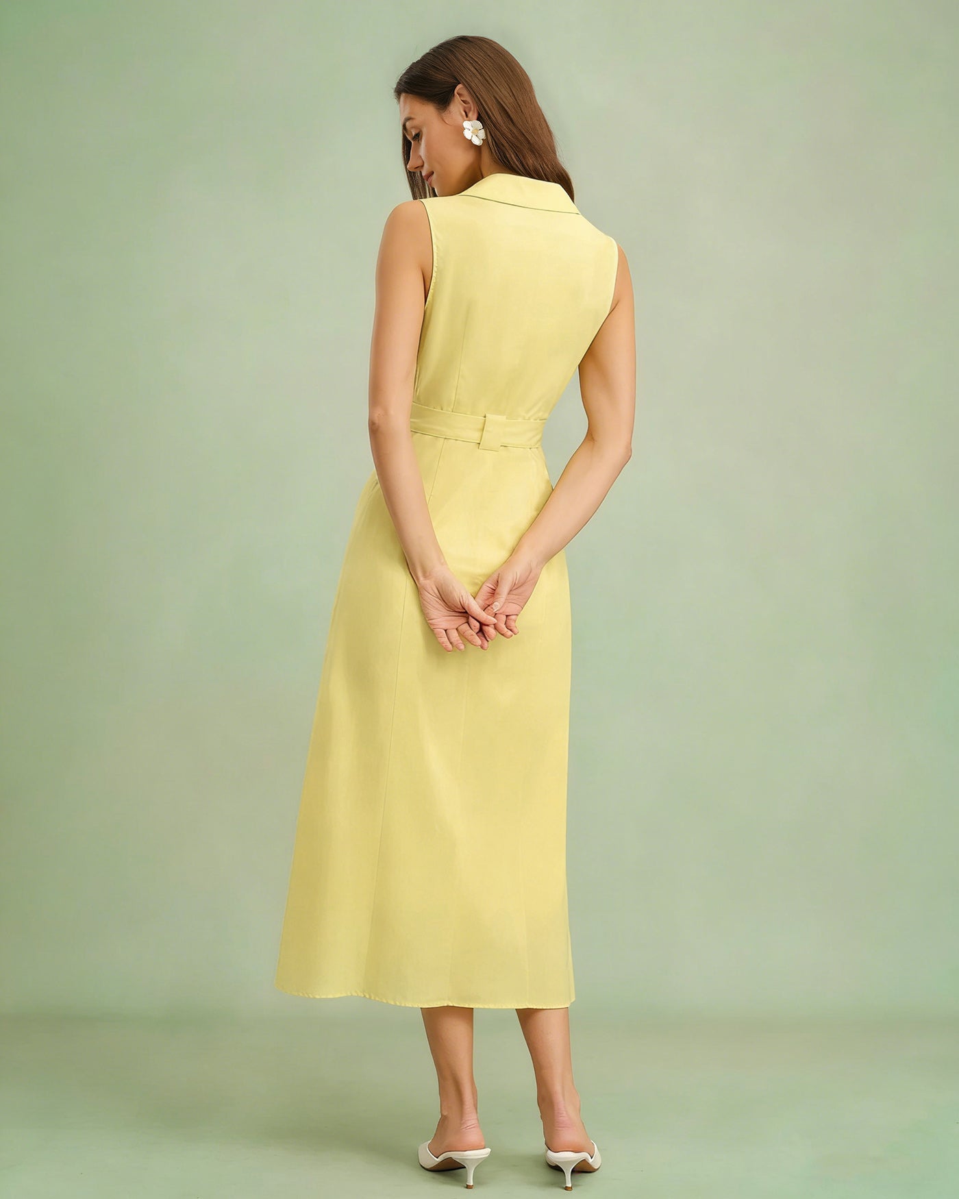 Yellow Collar Belt Button Midi Dress & Reviews - Yellow - Dresses Yellow Collar Belt Button Midi Dress & Reviews - Yellow - Dresses
